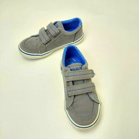 Sperry Kids Top-Sider Sneakers Junior Youth Hook/Loop Closure Gray & Blue 9.5M - Picture 1 of 9